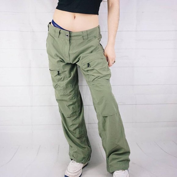 🍓Y2K KHAKI GREEN CARGO HIKING TECH PANTS🍓 - Picture 1 of 4